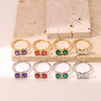 Elegant Princess Sweet Bow Knot Stainless Steel Plating Inlay Zircon Gold Plated Rings main image 3