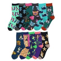 Femmes Style Simple Style Classique Commuer Bloc De Couleur Coton Impression Crew Socks Une Paire main image 4