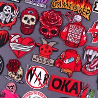 Punk Letter Retro Red Heart Skull Cloth Cloth Sticker main image 1