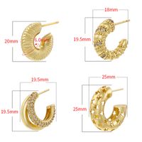 1 Pair Exaggerated Luxurious Shiny C Shape Star Side Stripe Plating Inlay Copper Zircon 18k Gold Plated Ear Studs main image 2