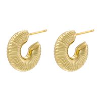 1 Pair Exaggerated Luxurious Shiny C Shape Star Side Stripe Plating Inlay Copper Zircon 18k Gold Plated Ear Studs main image 3
