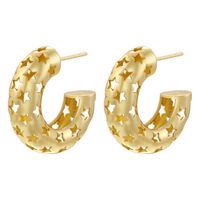 1 Pair Exaggerated Luxurious Shiny C Shape Star Side Stripe Plating Inlay Copper Zircon 18k Gold Plated Ear Studs main image 9