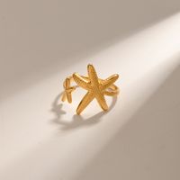 304 Stainless Steel IG Style Plating Starfish Open Rings main image 5