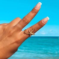 304 Stainless Steel IG Style Plating Starfish Open Rings main image 4