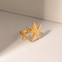304 Stainless Steel IG Style Plating Starfish Open Rings main image 6