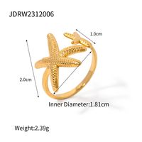 304 Stainless Steel IG Style Plating Starfish Open Rings sku image 1