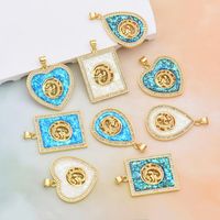 1 Piece Basic Water Droplets Heart Shape Dragon Copper Plating Inlay Pendant Jewelry Accessories main image 1