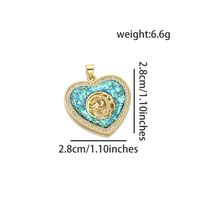 1 Piece Basic Water Droplets Heart Shape Dragon Copper Plating Inlay Pendant Jewelry Accessories sku image 6