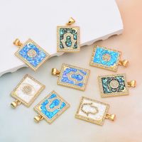 1 Piece Basic Devil's Eye Palm Rectangle Copper Plating Inlay Pendant Jewelry Accessories main image 1
