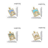 1 Piece Simple Style Human Tree Rectangle Copper Plating Inlay Pendant Jewelry Accessories main image 3