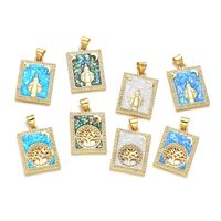 1 Piece Simple Style Human Tree Rectangle Copper Plating Inlay Pendant Jewelry Accessories main image 5