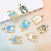 1 Piece Simple Style Human Tree Rectangle Copper Plating Inlay Pendant Jewelry Accessories main image 1