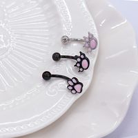 1 Piece Belly Rings Sexy Punk Animal Paw Print Skull 316 Stainless Steel  Alloy Enamel Plating Inlay Rhinestones White Gold Plated Gold Plated main image 9