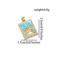 1 Piece Simple Style Human Tree Rectangle Copper Plating Inlay Pendant Jewelry Accessories sku image 2