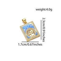 1 Piece Simple Style Human Tree Rectangle Copper Plating Inlay Pendant Jewelry Accessories sku image 4