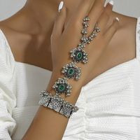 Vintage Style Ethnic Style Flower Alloy Inlay Glass Women's Bracelets main image 4