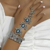 Vintage Style Ethnic Style Flower Alloy Inlay Glass Women's Bracelets main image 3