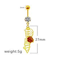 1 Piece Belly Rings Sexy Punk Animal Paw Print Skull 316 Stainless Steel  Alloy Enamel Plating Inlay Rhinestones White Gold Plated Gold Plated sku image 7