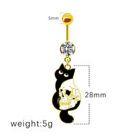 1 Piece Belly Rings Sexy Punk Animal Paw Print Skull 316 Stainless Steel  Alloy Enamel Plating Inlay Rhinestones White Gold Plated Gold Plated sku image 8