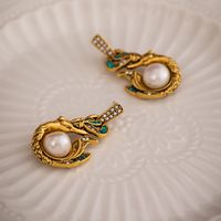1 Pair Classical Vintage Style Mermaid Plating Inlay Copper Artificial Pearls 18k Gold Plated Drop Earrings main image 5