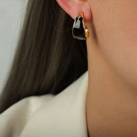 1 Pair Elegant Retro Moon Enamel Plating Copper 18k Gold Plated Ear Studs sku image 6