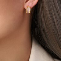 1 Pair Elegant Retro Moon Enamel Plating Copper 18k Gold Plated Ear Studs sku image 4
