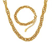 Elegant Formal Simple Style Round Titanium Steel Plating 18k Gold Plated Bracelets Necklace main image 8
