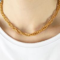 Elegant Formal Simple Style Round Titanium Steel Plating 18k Gold Plated Bracelets Necklace main image 7