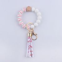 Simple Style Round Silica Gel Beaded Women's Keychain sku image 4
