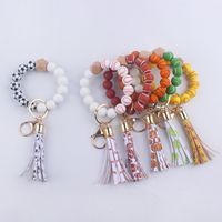 Simple Style Round Silica Gel Beaded Women's Keychain main image 1