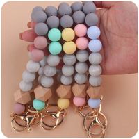 Simple Style Round Alloy Silica Gel Beaded Women's Keychain main image 4