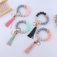 Simple Style Sports Color Block Alloy Silica Gel Beaded Women's Keychain main image 1