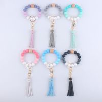 Artistic Color Block Alloy Silica Gel Beaded Women's Keychain main image 3