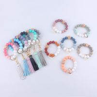 Artistic Color Block Alloy Silica Gel Beaded Women's Keychain main image 5