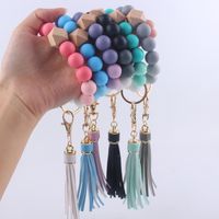 Artistic Color Block Alloy Silica Gel Beaded Women's Keychain main image 2