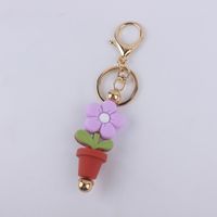 Artistic Flower Alloy Silica Gel Women's Keychain sku image 9