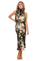Women's Regular Dress Elegant High Neck Printing Sleeveless Flower Midi Dress Daily main image 5