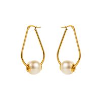 1 Pair Modern Style Simple Style Pearl Irregular Stainless Steel Hoop Earrings sku image 3