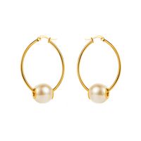 1 Pair Modern Style Simple Style Pearl Irregular Stainless Steel Hoop Earrings sku image 1