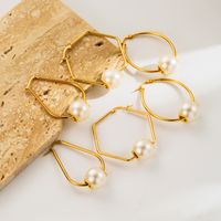 1 Paar Moderner Stil Einfacher Stil Perle Irregulär Rostfreier Stahl Reif Ohrringe main image 1