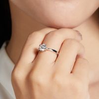 Luxurious Classic Style Round Sterling Silver Gra Plating Inlay Moissanite Rhodium Plated Silver Plated Rings main image 6