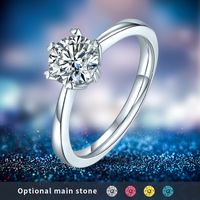 Luxurious Classic Style Round Sterling Silver Gra Plating Inlay Moissanite Rhodium Plated Silver Plated Rings main image 1