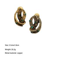 1 Pair Classical Retro Geometric Plating Inlay Copper Malachite Ear Studs main image 2
