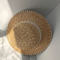 امرأة أنيق أسلوب بسيط اللون الصامد لؤلؤة طنف كبيرة قبعة الشمس main image 3
