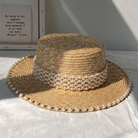 Women's Elegant Simple Style Solid Color Pearl Big Eaves Sun Hat main image 1