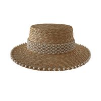 Femmes Élégant Style Simple Couleur Unie Perle Grand Avant-toit Chapeau De Soleil main image 5