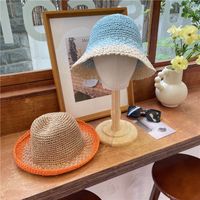 Women's Elegant Basic Gradient Color Wide Eaves Straw Hat main image 5