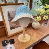 Women's Elegant Basic Gradient Color Wide Eaves Straw Hat sku image 1