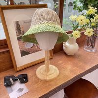 Women's Elegant Basic Gradient Color Wide Eaves Straw Hat sku image 2