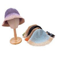 Women's Elegant Basic Gradient Color Wide Eaves Straw Hat main image 4